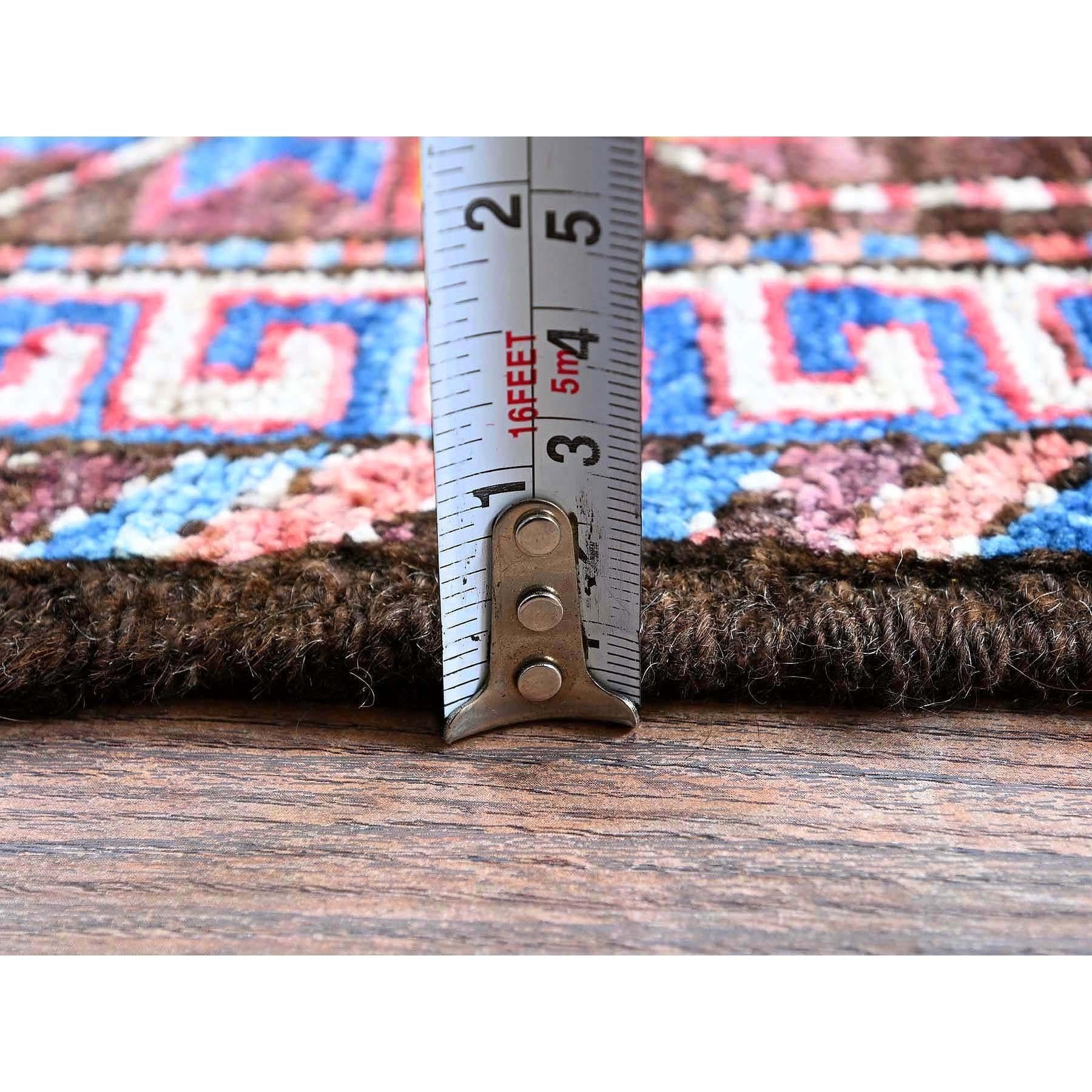 Tappeto di lana colorato afgano Ersari Caucasian Design Revival annodato a mano 6'2 