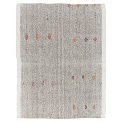 6'2'' x 8' Vintage Hand-Woven Goat Hair Nomadic Kilim Rug. Flat-Weave