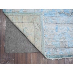 6'2"x8'10" Argentina Blue Natural Dyes Rural Design Angora Oushak Oriental Rug
