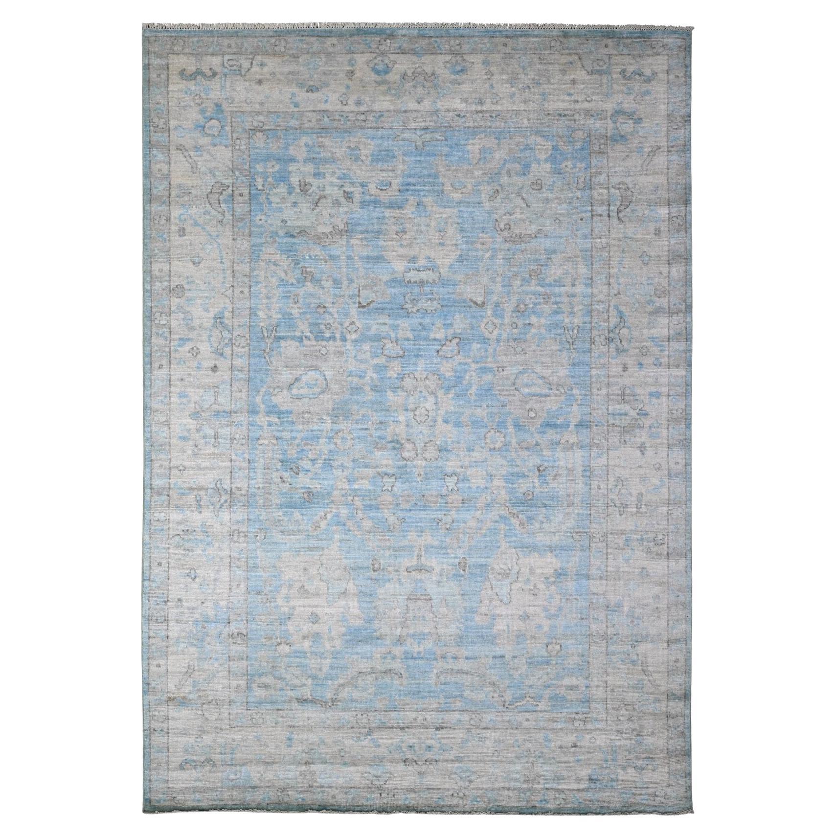6'2 "x8'10" Argentinien Blau Natürliche Farbstoffe Ländliches Design Angora Oushak Orientteppich