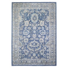 6'2 "x8'10" Azul, Peshawar más fino con diseño Heriz, Alfombra de lana suave anudada a mano