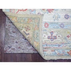 6'2"x8'10" Light Gray Afghan Angora Oushak All Over Design Hand Knotted Wool Rug