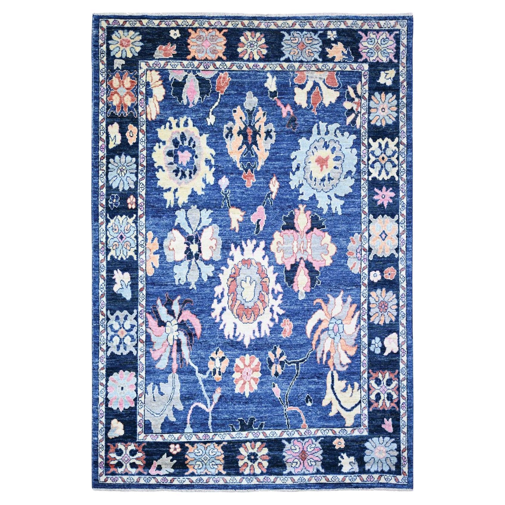 6
2 "x8
10" Bleu saphir, Afghan Angora Oushak, Laine nouée à la main, Tapis d
Orient