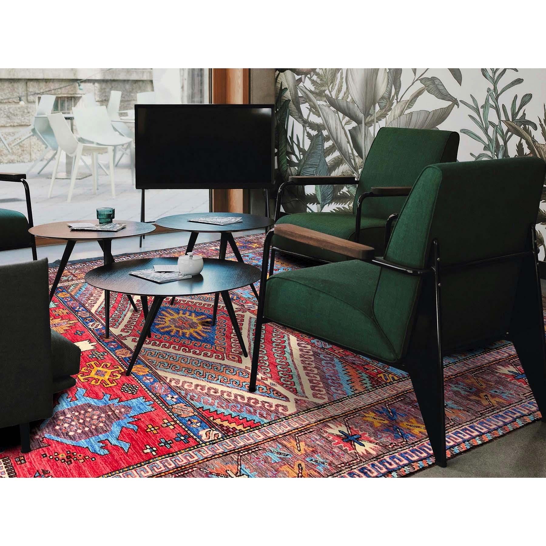 Colorful, Afghan Ersari with Turkish Knot, Caucasian Design Revival, Ancient Bird Figurines, Vegetable Dyes, Densely Woven, Hand Knotted, Soft Wool, Oriental Rug
Primary materials: Wool
Latex: No Pile 
height: 0.25 Inches
Style: Traditional
Primary
