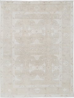 6.2x8.4 ft Traditional Hand Knotted Beige Area Rug for Living Room. 100% Wool