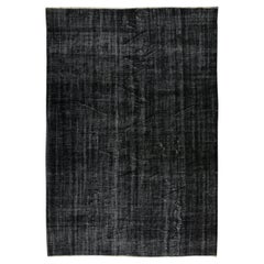 6.2x8.7 Ft handgefertigt Vintage türkischen Bereich Teppich Re-Dyed in Schwarz 4 Modern Interiors