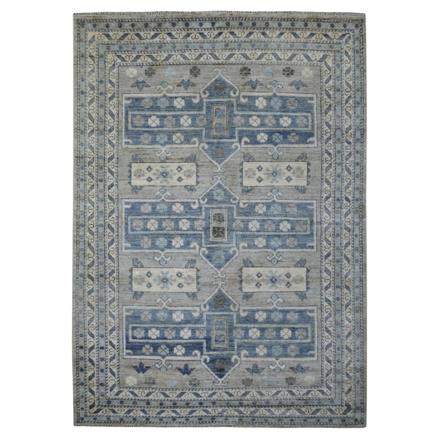 6'2"x8'7" Grauer, handgeknüpfter orientalischer Teppich aus Wolle, Anatolisches Design, Supple im Angebot