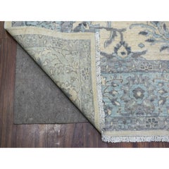 6'2"x8'9" Ivory Wool Natural Dyes Hand Knotted Fine Peshawar Heriz Design Rug