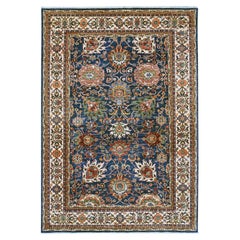 6'2"x8'9" Yale Blue Persian All Over Design Hand Knotted Pure Wool Oriental Rug