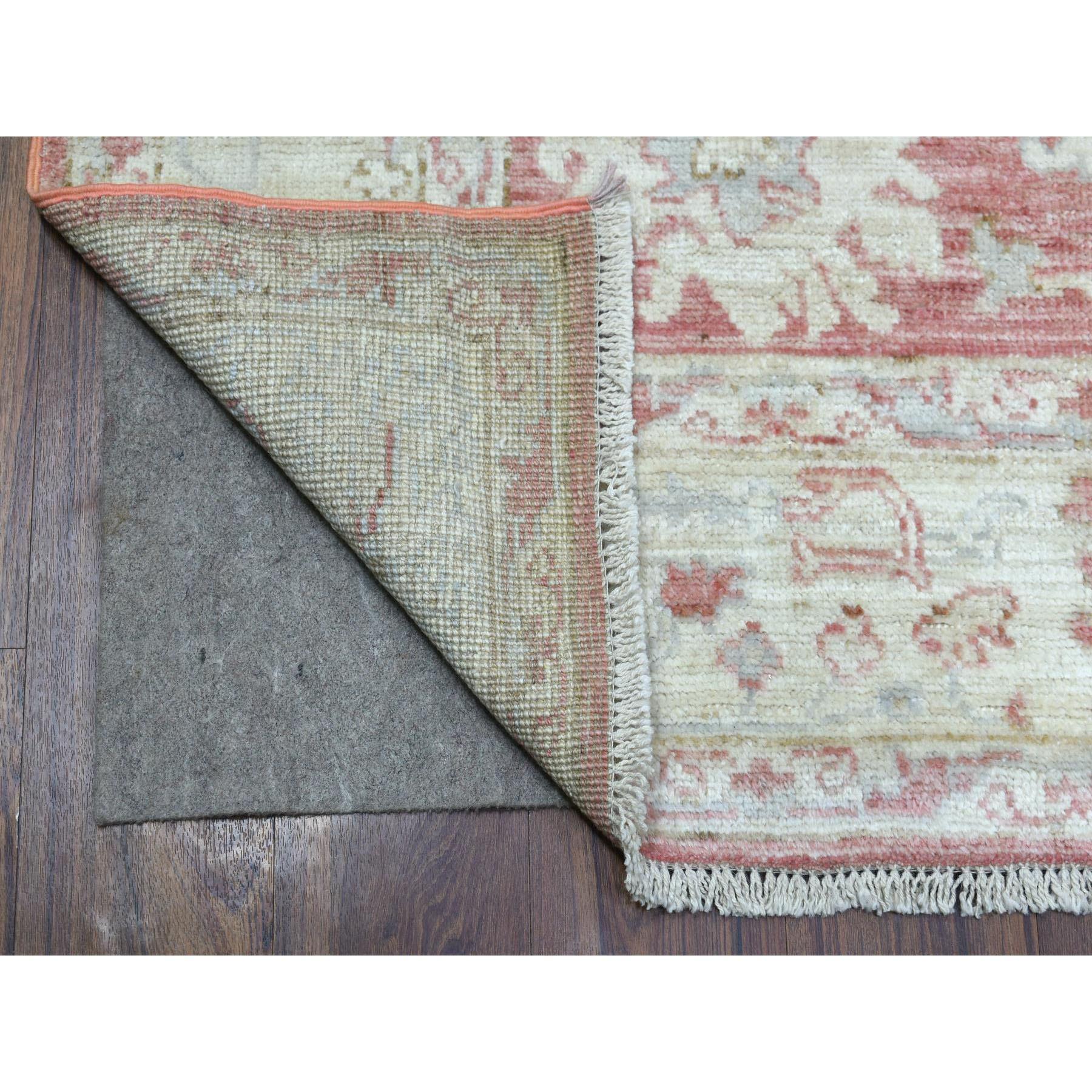 Alfombra Oriental Anudada a Mano de Lana Ecológica Angora Oushak Rosa Coral de 6'2 