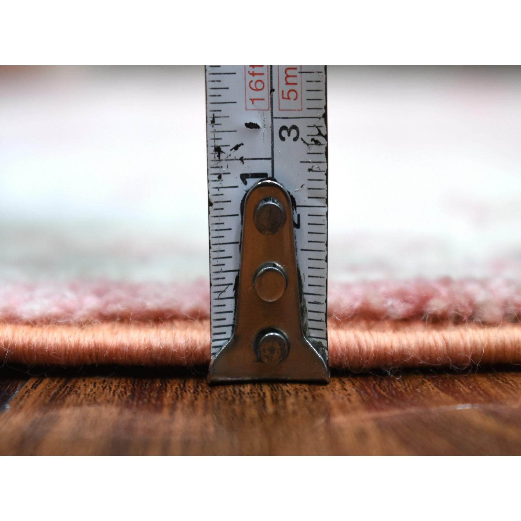 Alfombra Oriental Anudada a Mano de Lana Ecológica Angora Oushak Rosa Coral de 6'2 