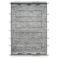 Tappeto orientale in lana annodata a mano con trama marocchina grigia a scomparti 6'2 "x9'
