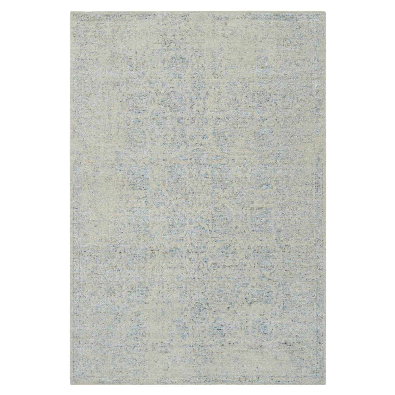 6
2 "x9
Grau, Wolle und Seide Jacquard Hand gewebt Tabriz Design Teppich