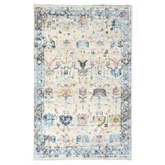 Tappeto orientale 6'2'x9' Ivory Mahal Design Annodato a mano Collection'S in pura lana