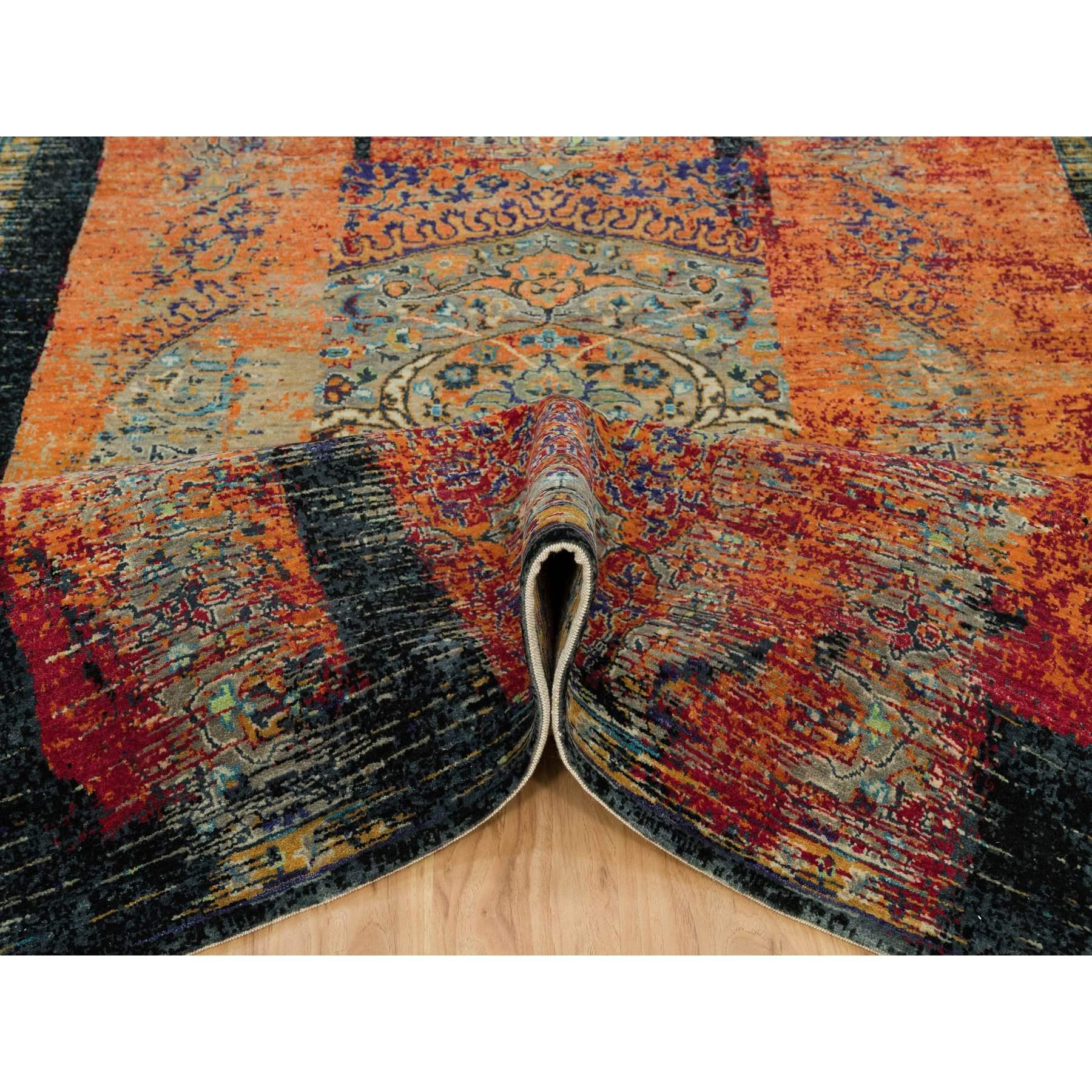 Noué à la main Tapis rouge Ghazni en laine noué à la main avec motif ottoman effilé de 6'2