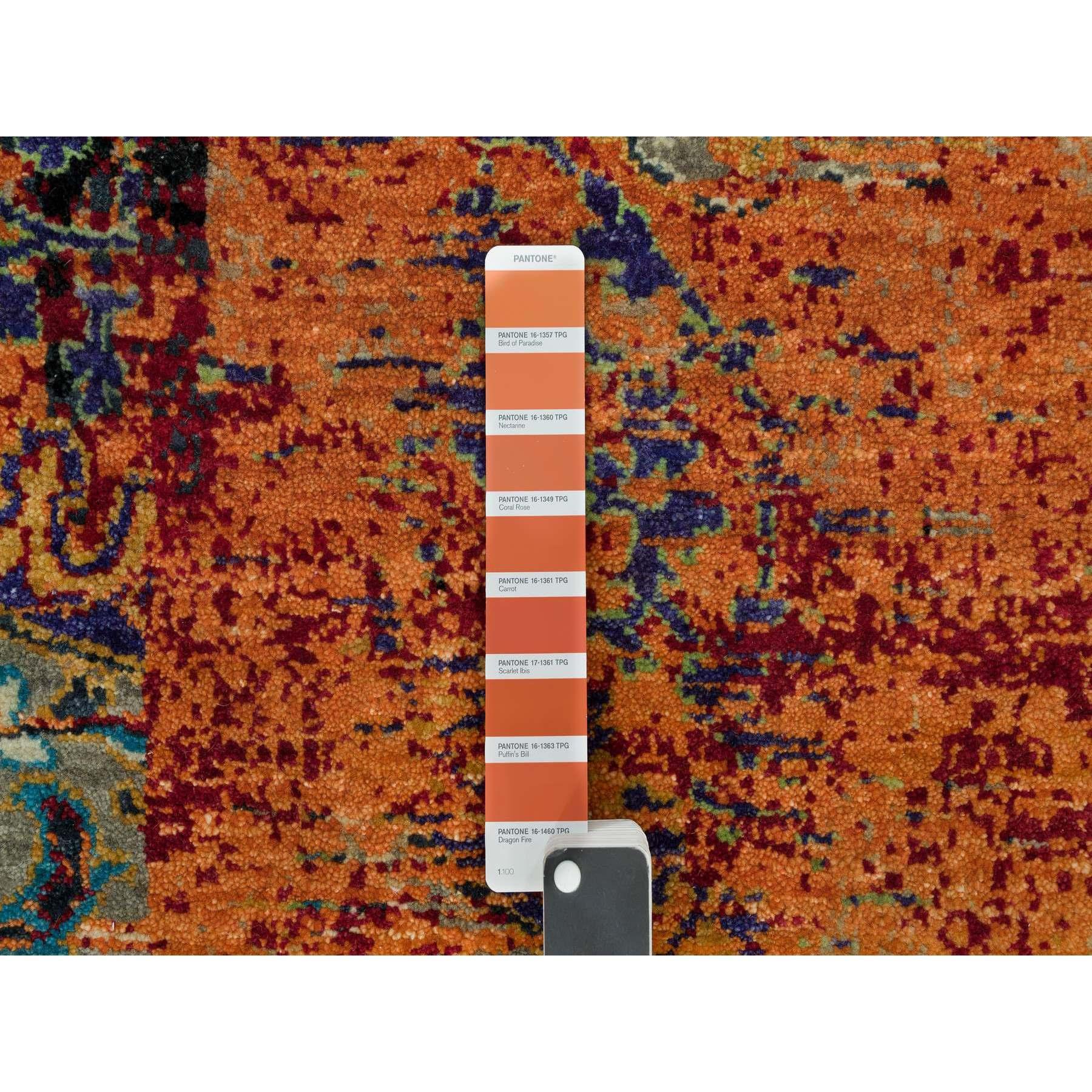 XXIe siècle et contemporain Tapis rouge Ghazni en laine noué à la main avec motif ottoman effilé de 6'2