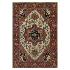 6'2 "x9'1" Elfenbein Antik Fein Heriz Re-Kreation Hand geknüpft Wolle Orientteppich