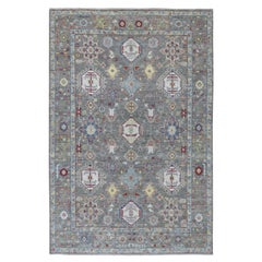 6'2"x9'2" Colorful Peshawar With Karajeh Design Pure Wool Hand Knotted Rug