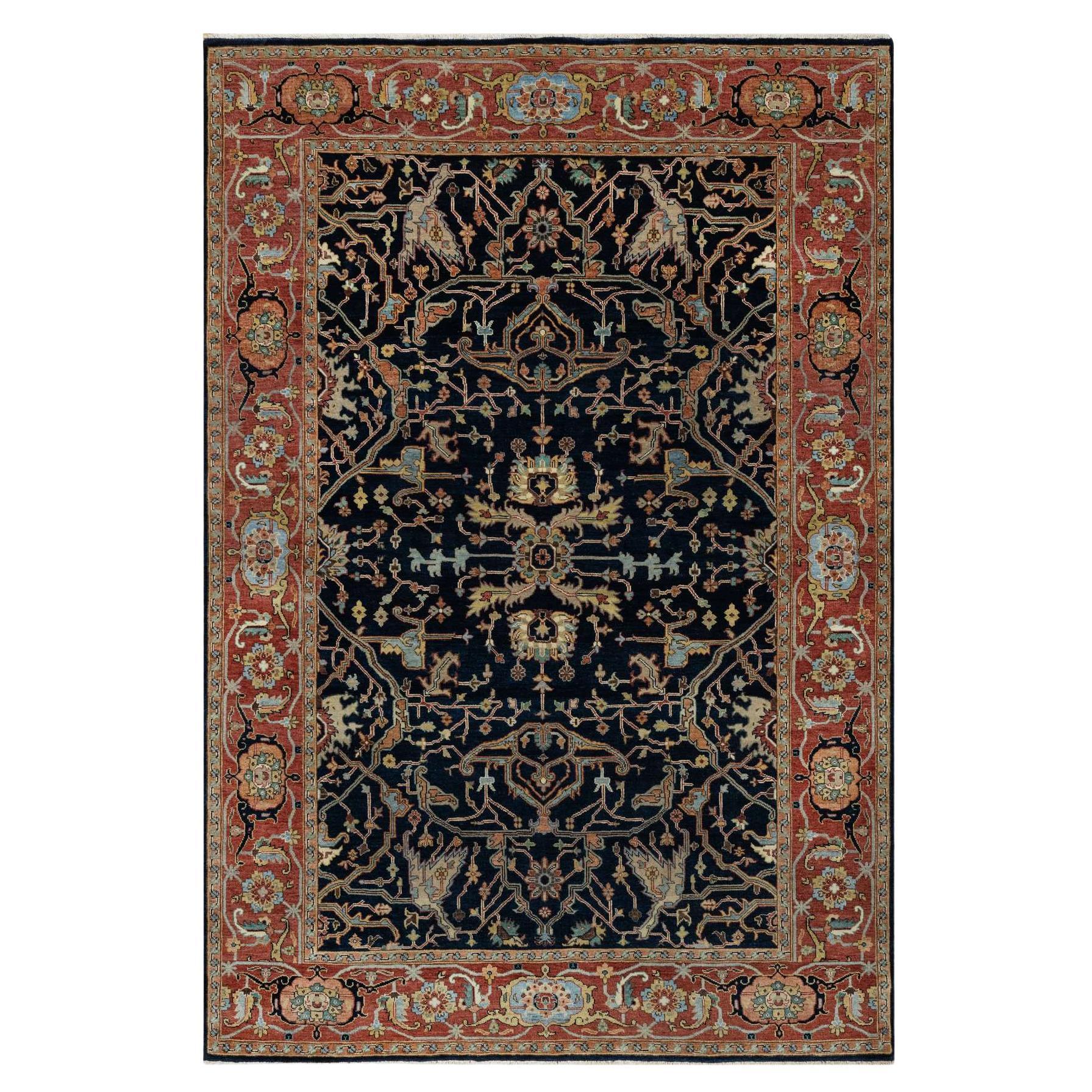 6
2"x9
2" Polo Blue All Over Vines Design Lush and Plush Wool Hand Knotted Rug