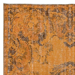 6.2x9.3 Ft French Aubusson Inspired Modern Orange Area Rug, Handmade in Turkey