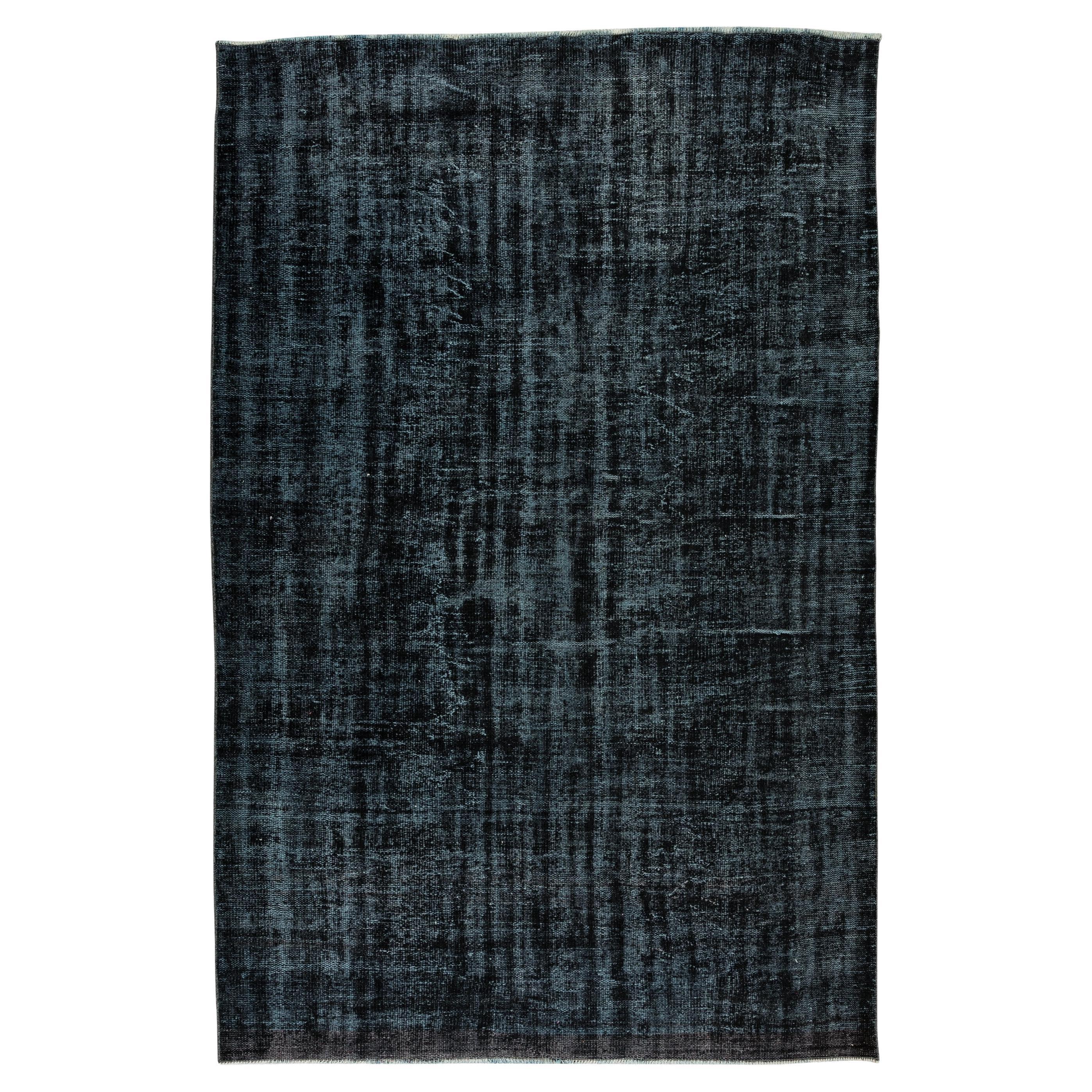 Tapis turc vintage en laine fait à la main, tapis contemporain noir en vente