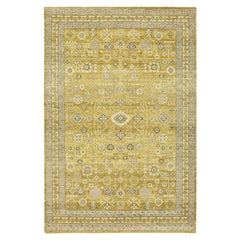6'2 "x9'3" Goldie Green Samarkand Influence Tapis d'Orient 100% laine noué à la main