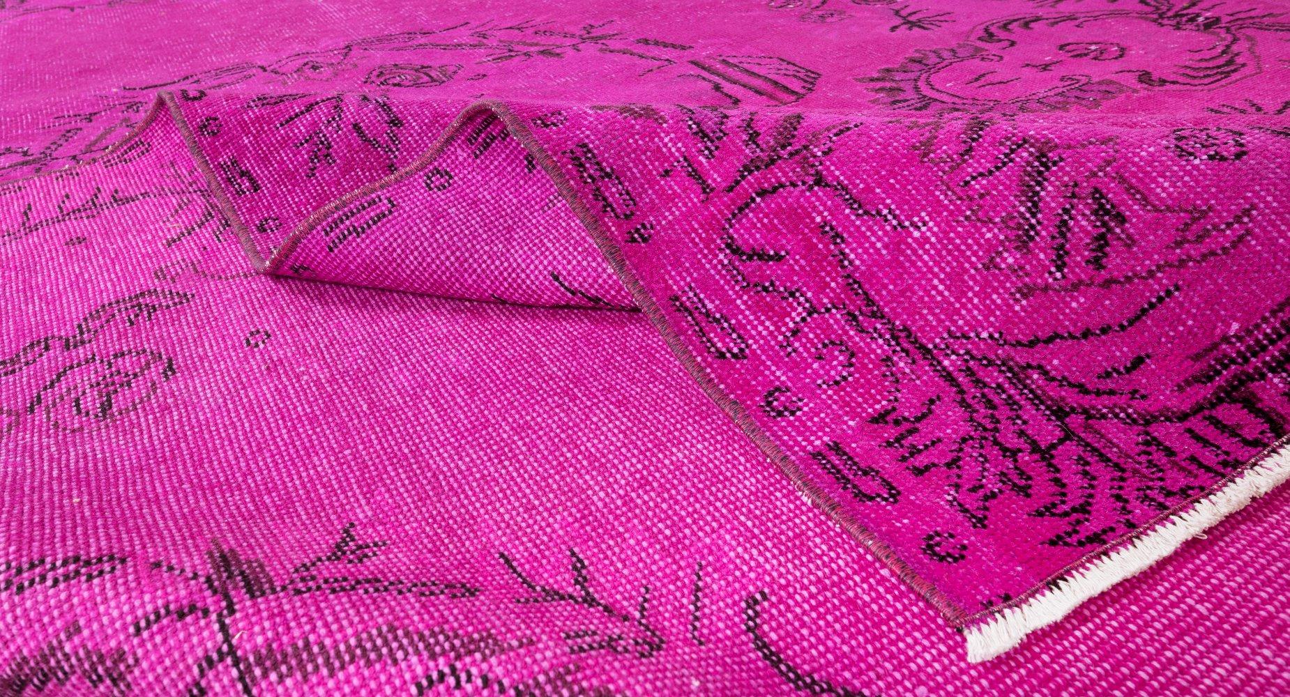 Modern French Aubusson Inspired Vintage Handmade Rug Over-Dyed in Hot Pink For Sale