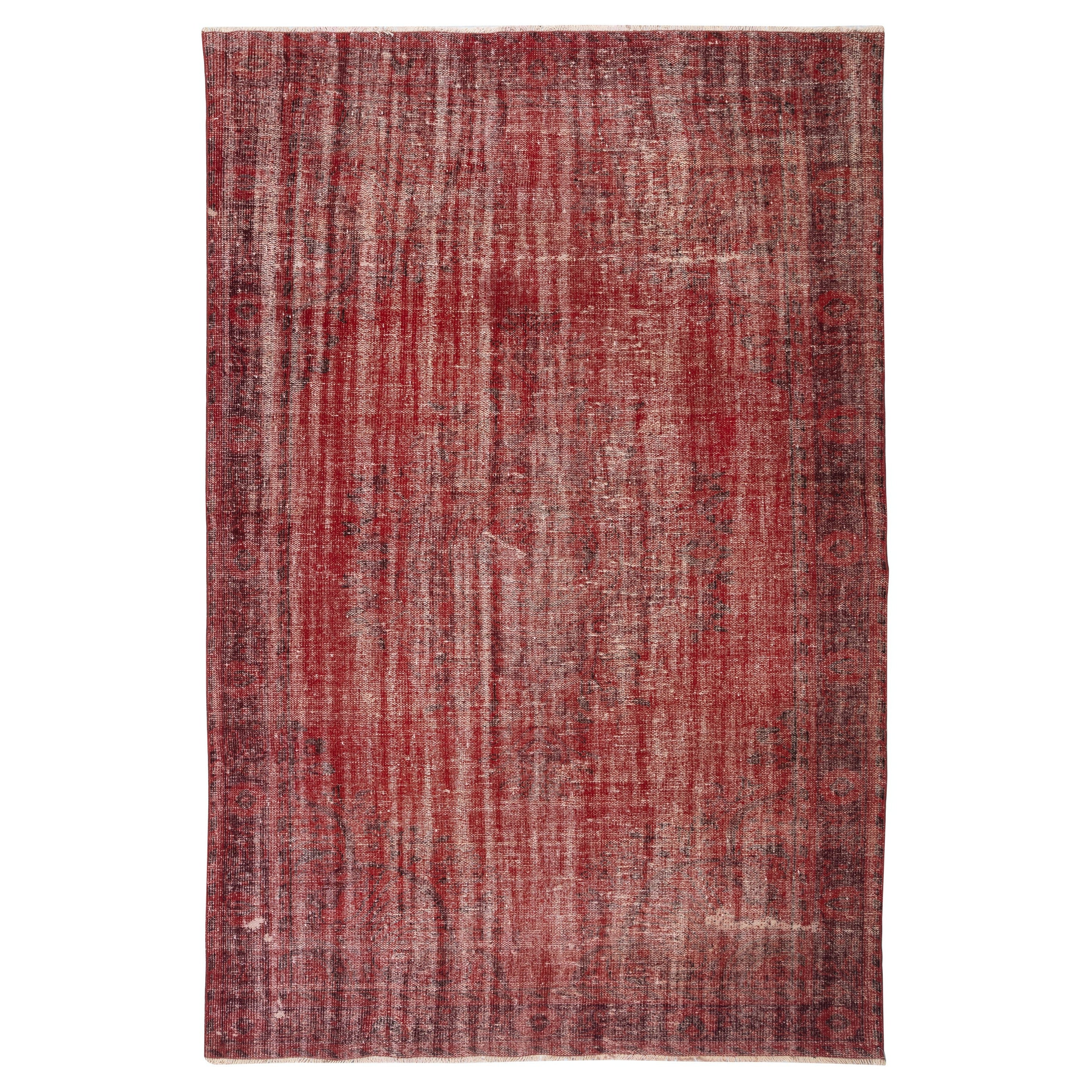 6.2x9.5 Ft handgeknüpft Vintage türkischen Teppich Overdyed in Rot für moderne Interieurs