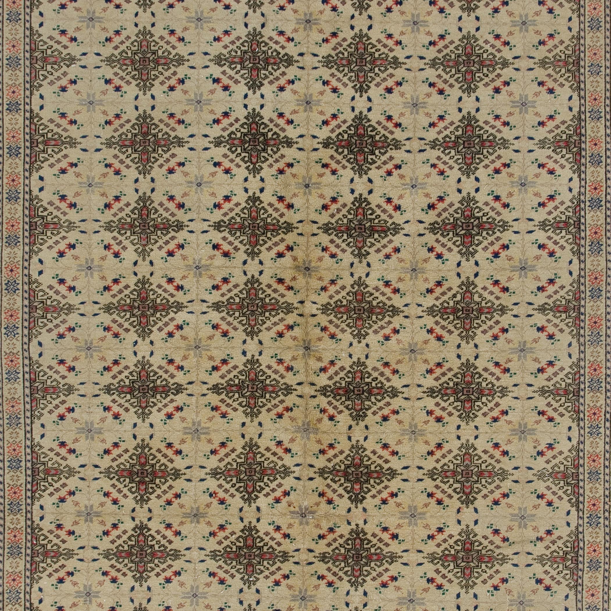 Turkish 6.2x9.5 Ft Vintage Handmade Wool Area Rug from Kayseri / Turkey, Ca 1940 For Sale