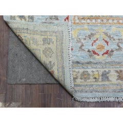6'2"x9'5" Light Blue Afghan Angora Oushak Hand Knotted Natural Wool Oriental Rug