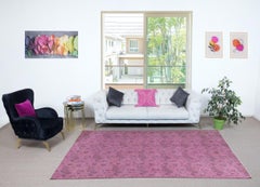 6.2x9.6 Ft handgeknüpft Floral Türkische Wolle Bereich Teppich in Rosa. Geschenk für Mädchen
