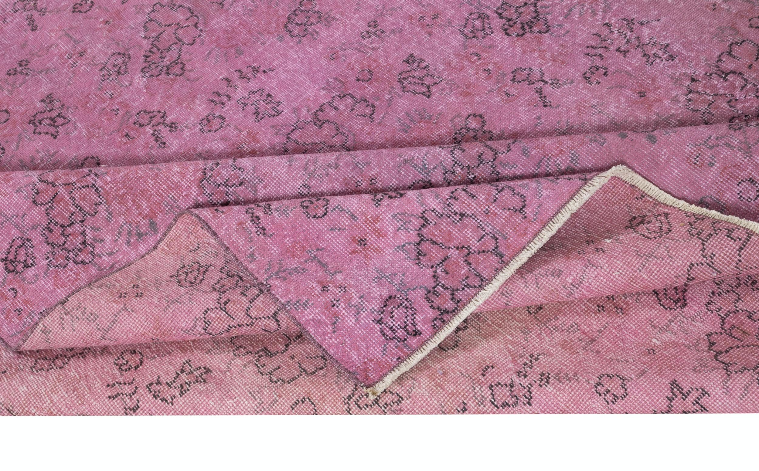 6.2x9.6 Ft handgeknüpft Floral Türkische Wolle Bereich Teppich in Rosa. Geschenk für Mädchen (Moderne) im Angebot
