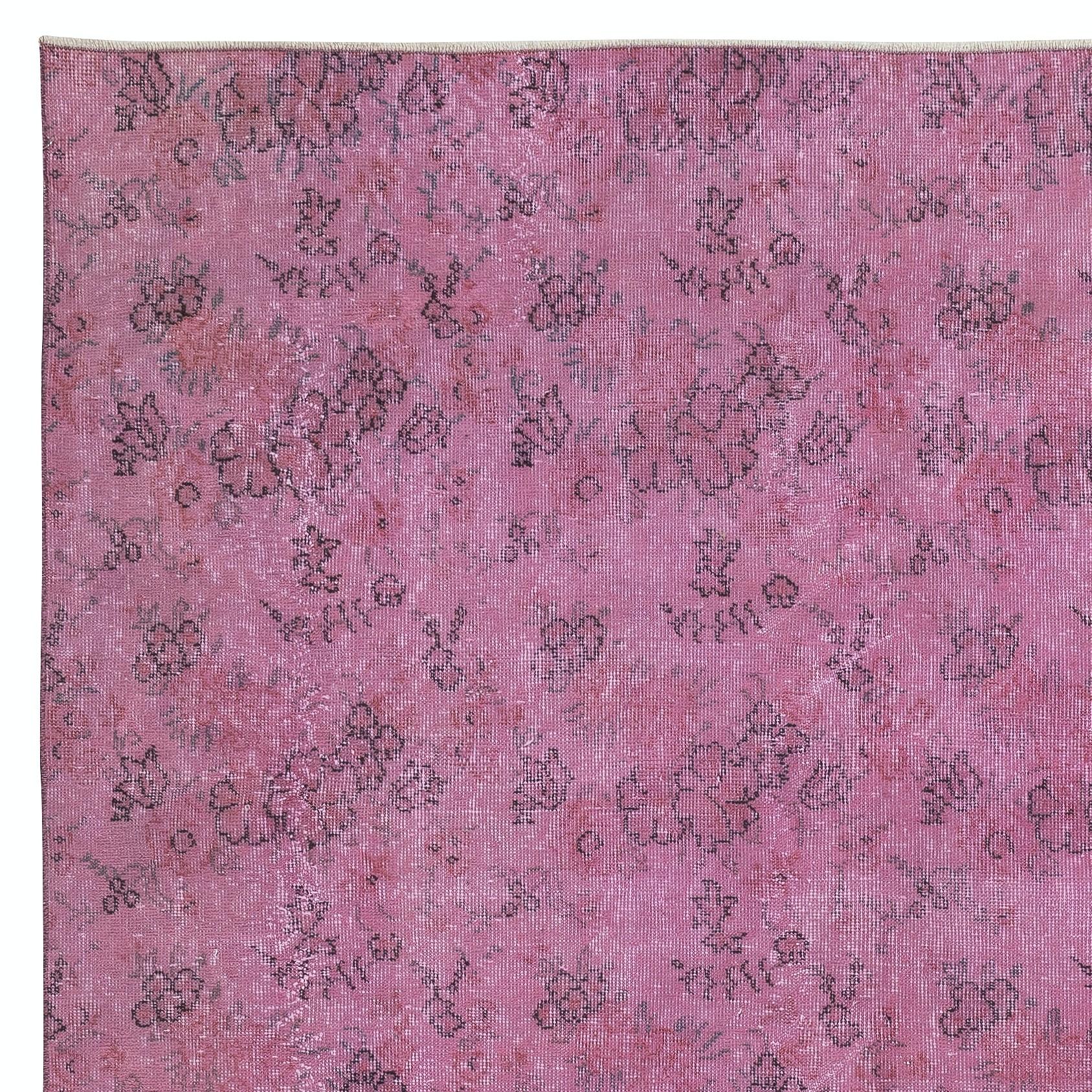 6.2x9.6 Ft handgeknüpft Floral Türkische Wolle Bereich Teppich in Rosa. Geschenk für Mädchen (Handgeknüpft) im Angebot