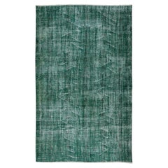 6.2x9.6 Ft Home Decor Carpet, Turkish Handmade Vintage Wool Rug in Green (tapis de laine vintage fait à la main en vert)