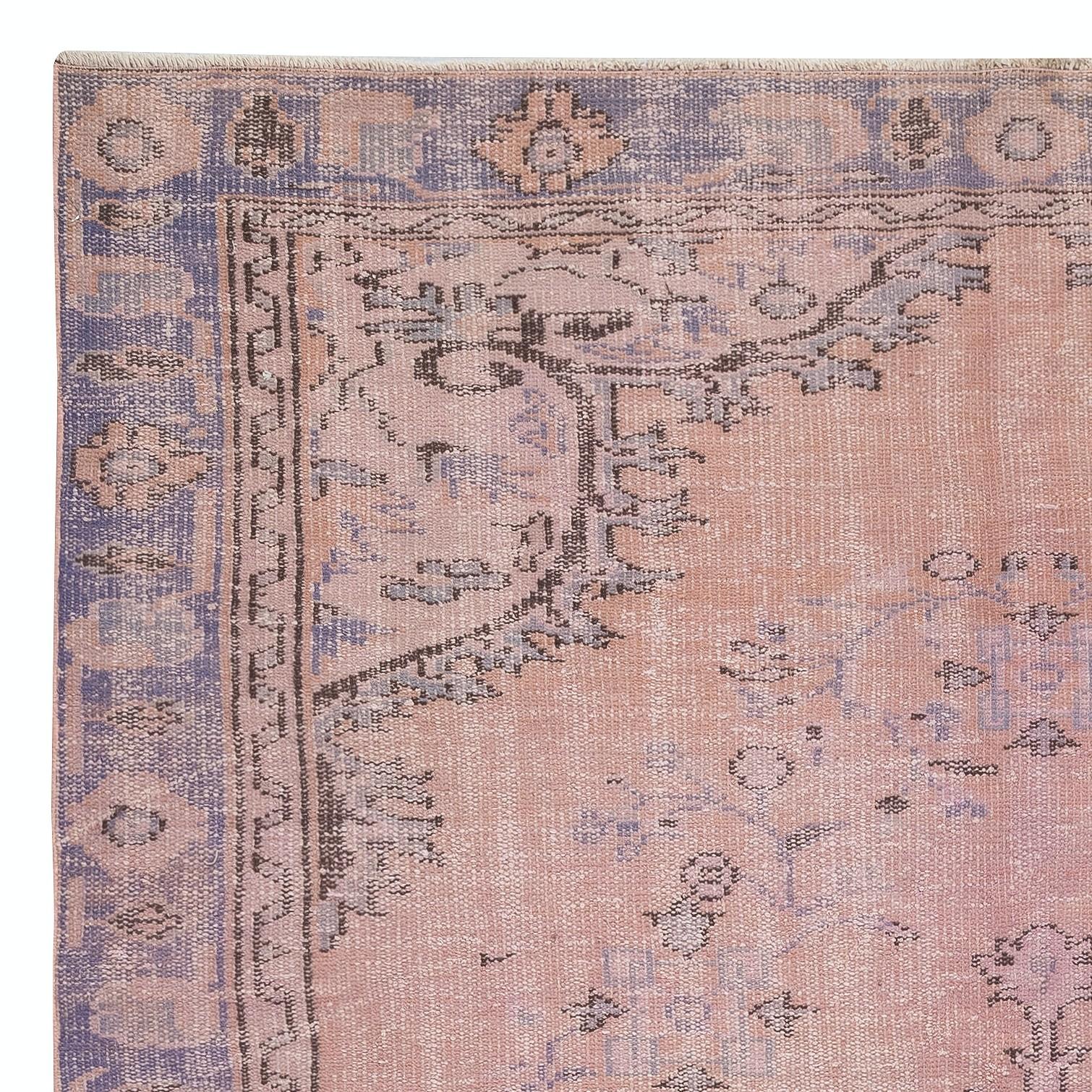 6.2x9.6 Ft Modern Pink Color Over-Dyed Handmade Turkish Rug. Bohemian Home Decor In Good Condition For Sale In Spring Valley, NY