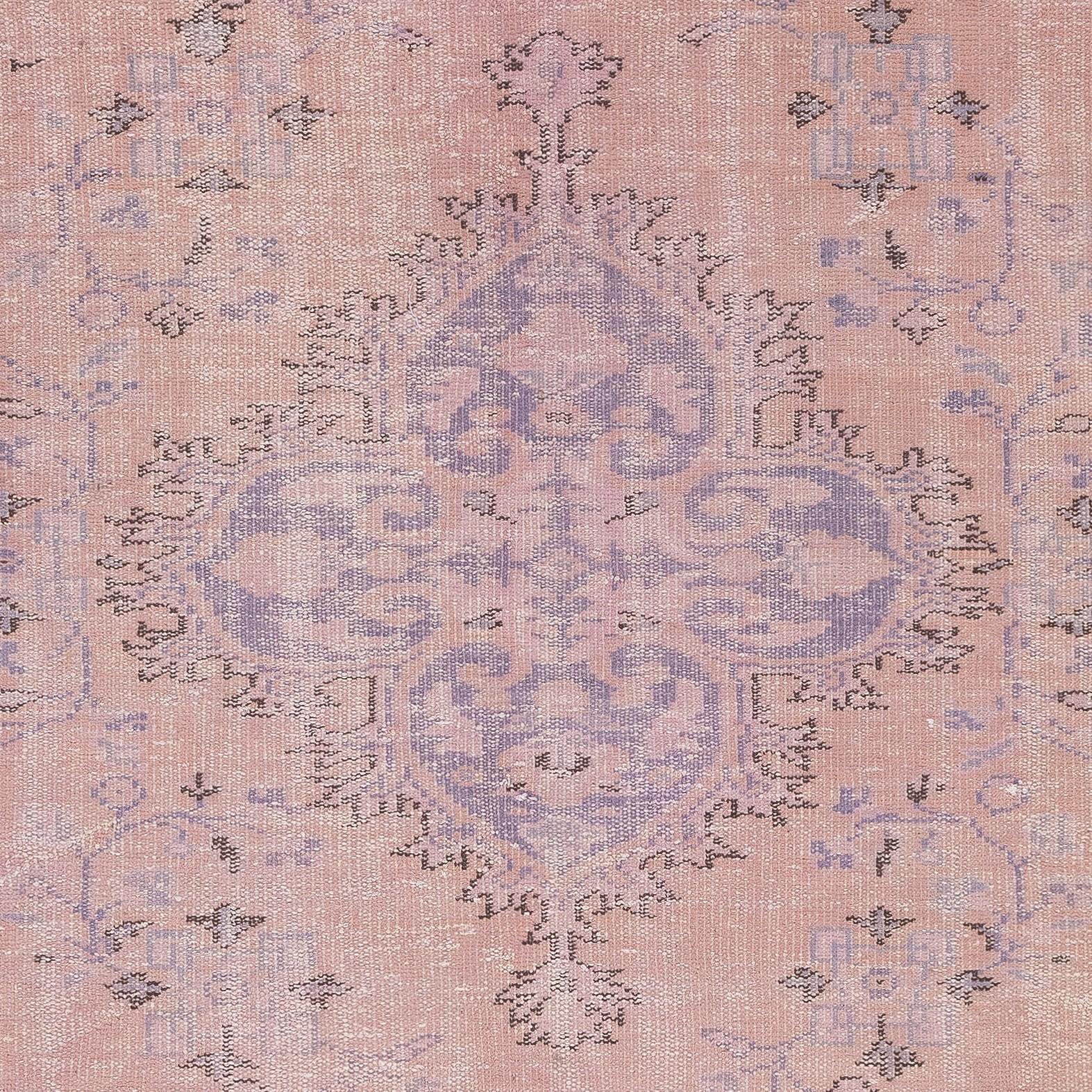 Mid-20th Century 6.2x9.6 Ft Modern Pink Color Over-Dyed Handmade Turkish Rug. Bohemian Home Decor For Sale