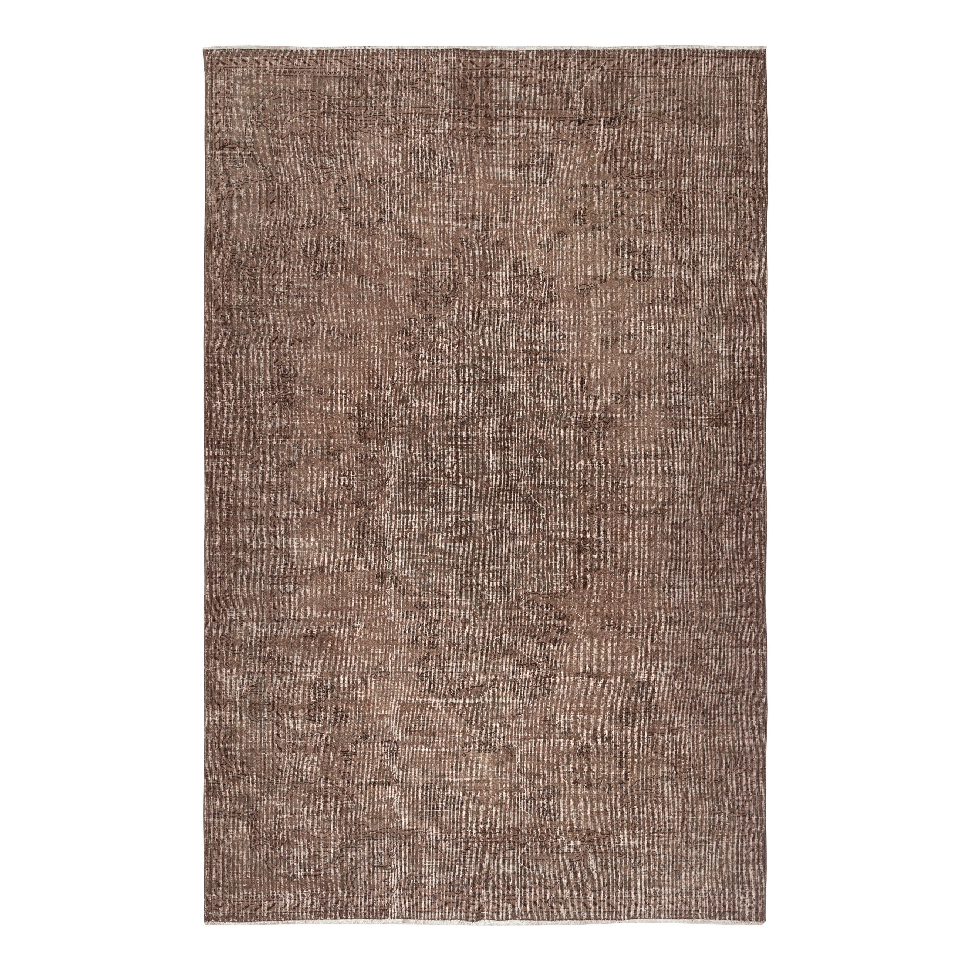 6.2x9.6 Ft Vintage Rug in Braun für moderne Innenräume. Handgeknüpft in der Türkei