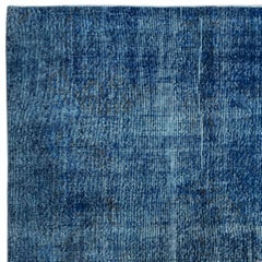 Tappeto blu fatto a mano di dimensioni pari a 6,2x9,7 piedi, tappeto turco riciclato, rivestimento per pavimenti