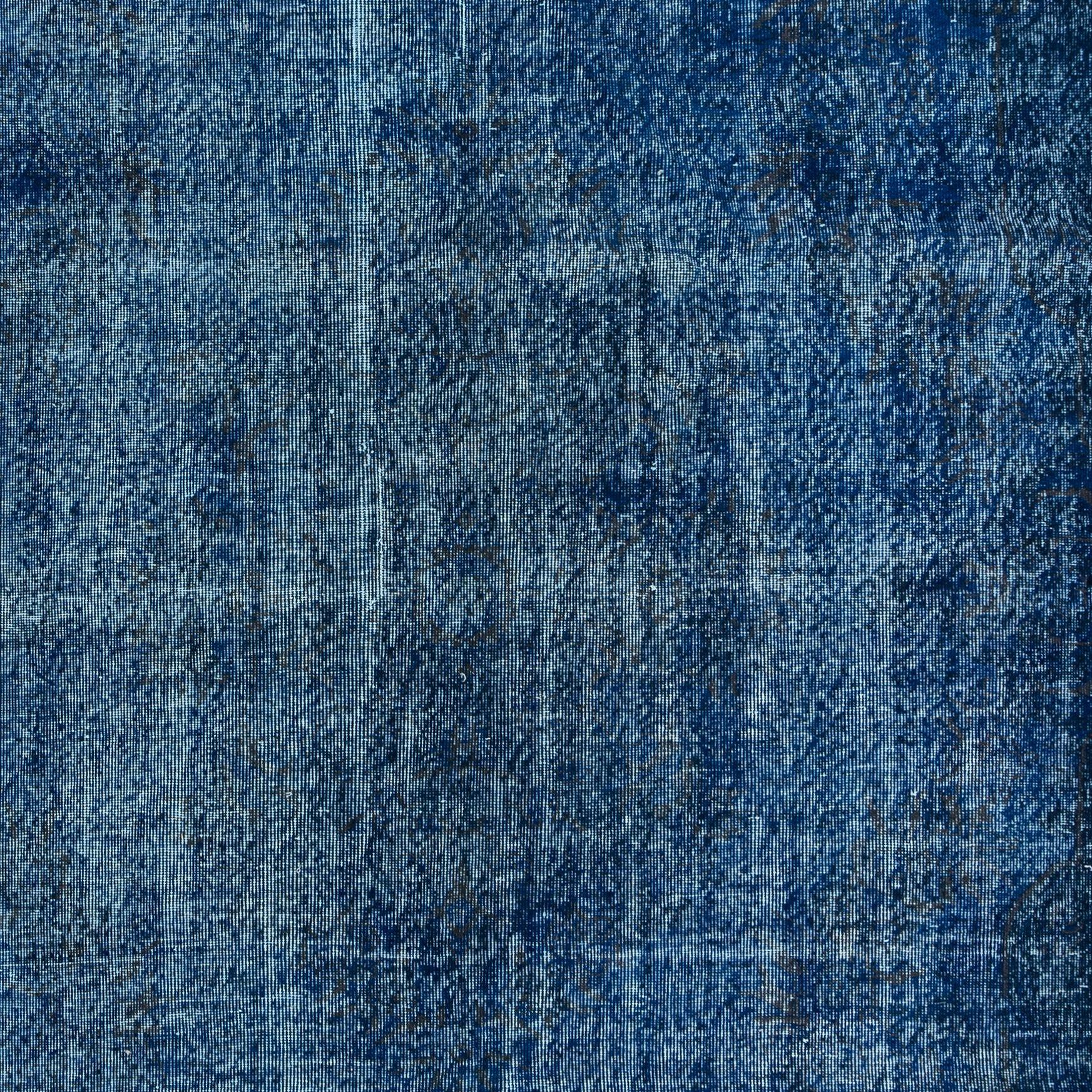 Modern 6.2x9.7 Ft Blue Handmade Room Size Rug, Upcycled Turkish Carpet, Floor Covering For Sale