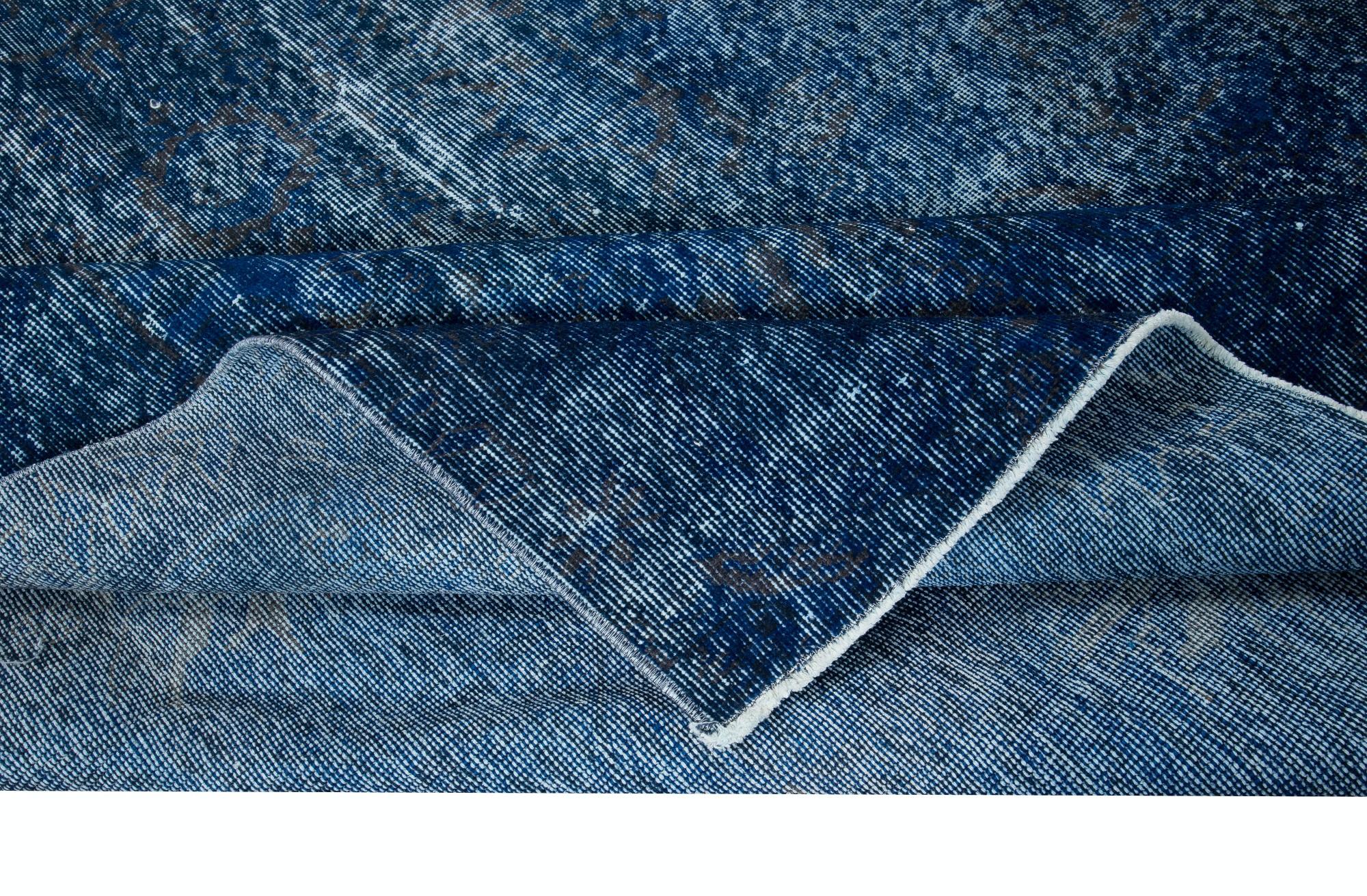 Turc 6.2x9.7 Ft Blue Handmade Room Size Rug, Upcycled Turkish Carpet, Floor Covering (tapis turc recyclé) en vente