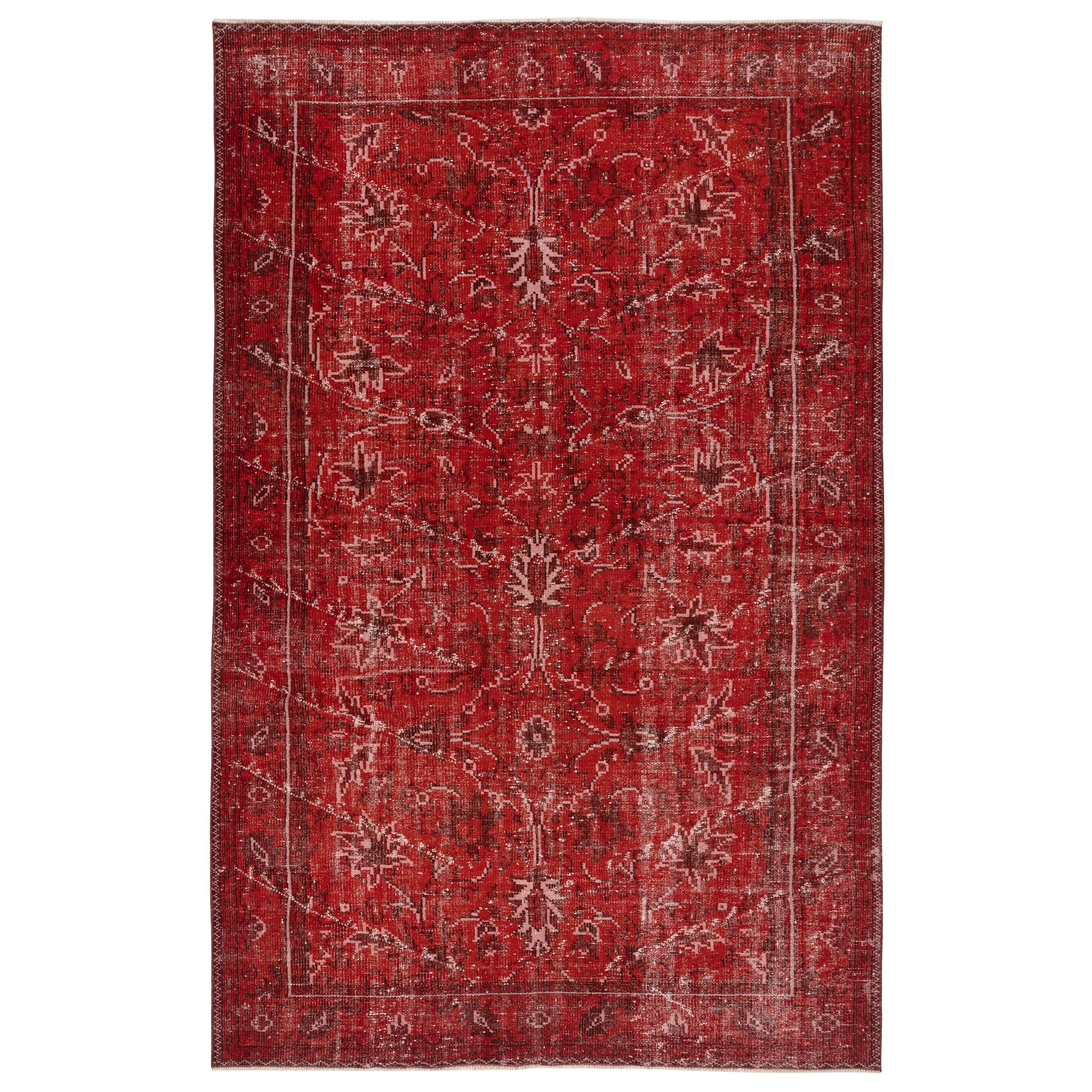 6.2x9.7 Ft handgeknüpft Vintage türkischen Teppich Overdyed in Rot für moderne Interieurs