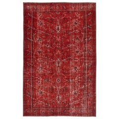 6.2x9.7 Ft handgeknüpft Vintage türkischen Teppich Overdyed in Rot für moderne Interieurs