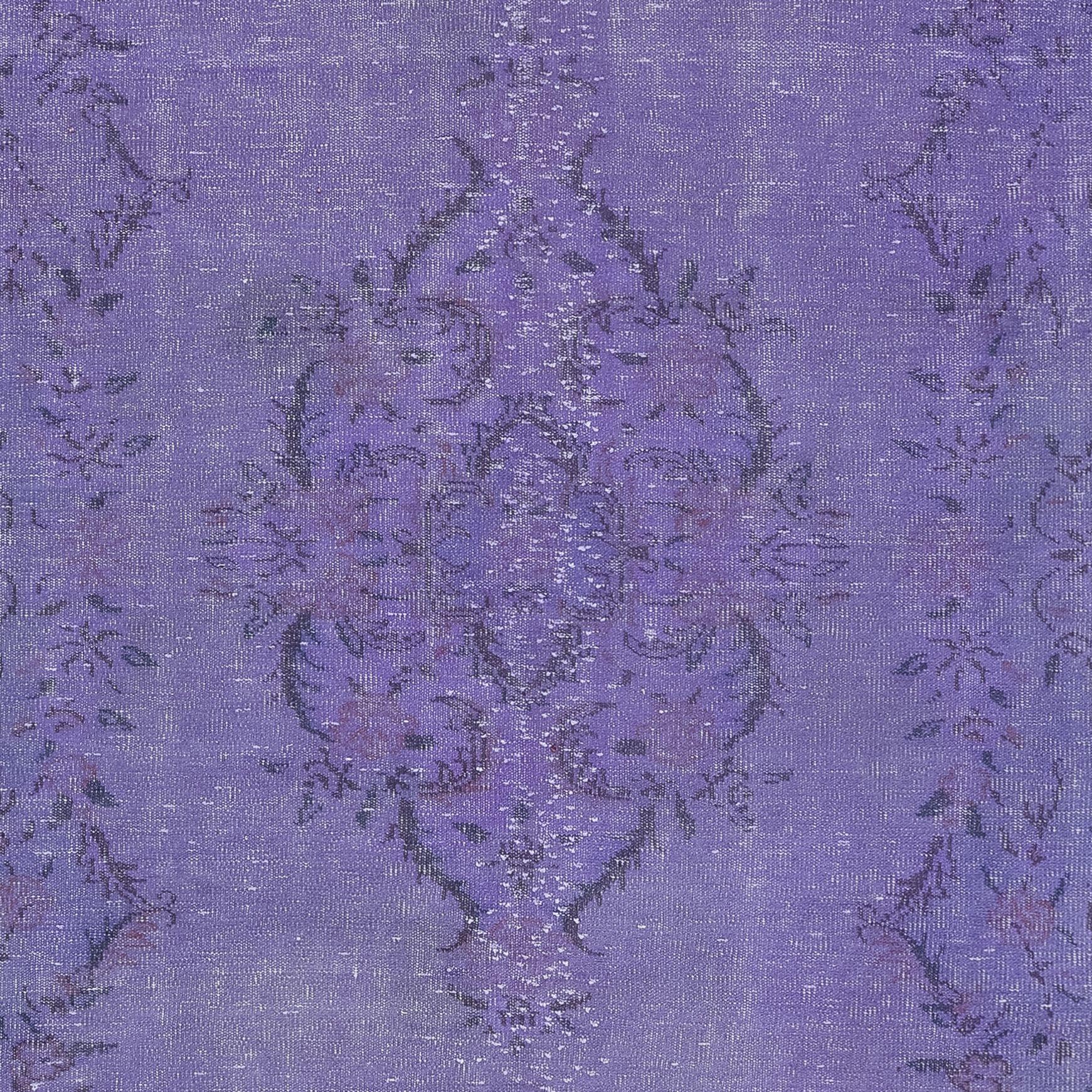 Turkish 6.2x9.7 Ft Orchid Purple Handmade Area Rug for Modern Office & Living Room For Sale