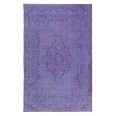 Handgefertigter 6.2x9.7 Ft Orchidee-Lila-Teppich für modernes Büro und Wohnzimmer