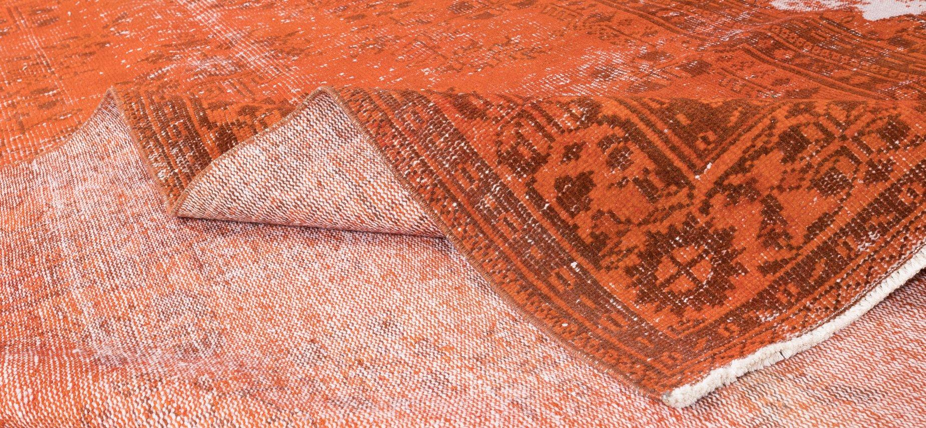 Hand-Woven 6.2x9.8 Ft Orange Vintage Handmade Turkish Wool Rug, Distressed Modern Carpet For Sale