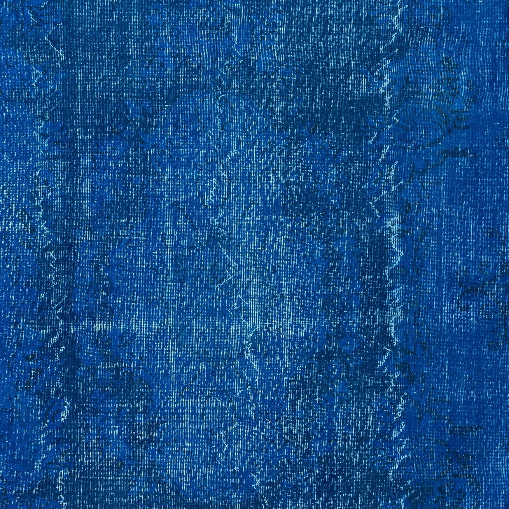 Handgeknüpfter 6.2x9,8 Ft Handgeknüpfter Teppich in Saphirblau, moderner türkischer rotierter Teppich (Moderne) im Angebot