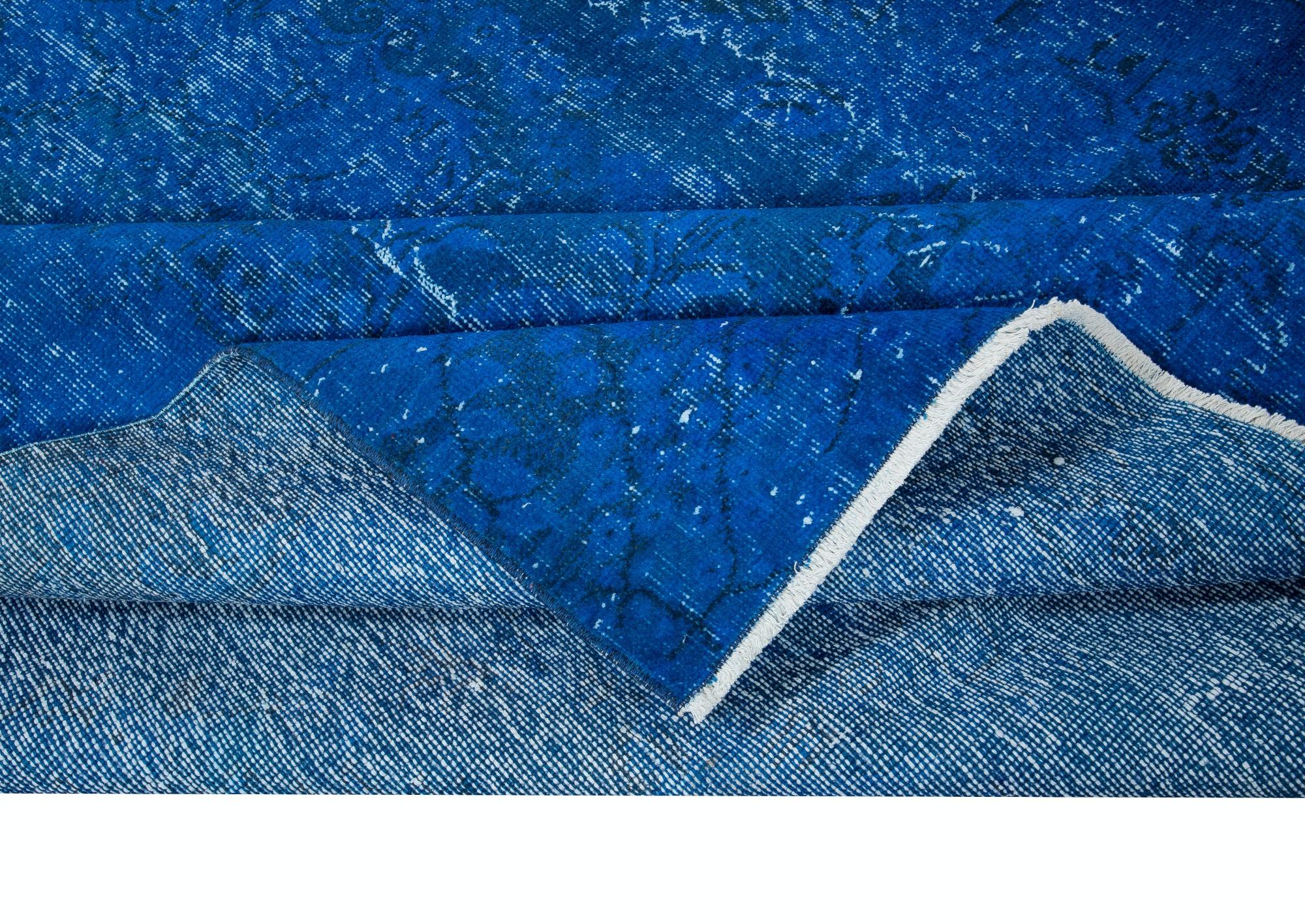 Handgeknüpfter 6.2x9,8 Ft Handgeknüpfter Teppich in Saphirblau, moderner türkischer rotierter Teppich (Türkisch) im Angebot