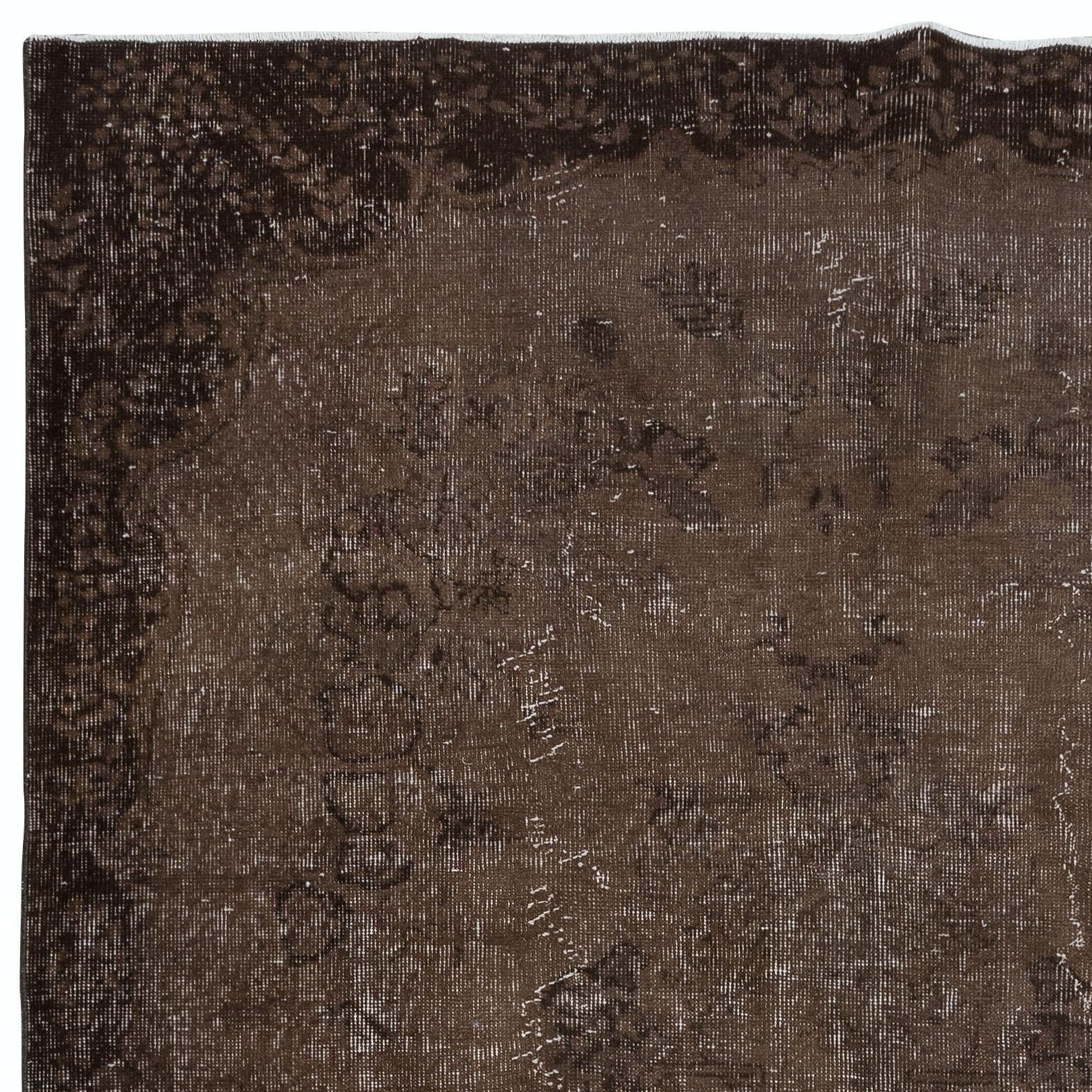 6.2x9.8 Ft Moderner handgefertigter türkischer Teppich in Brown, Vintage Teppich aus Wolle und Baumwolle (Türkisch) im Angebot