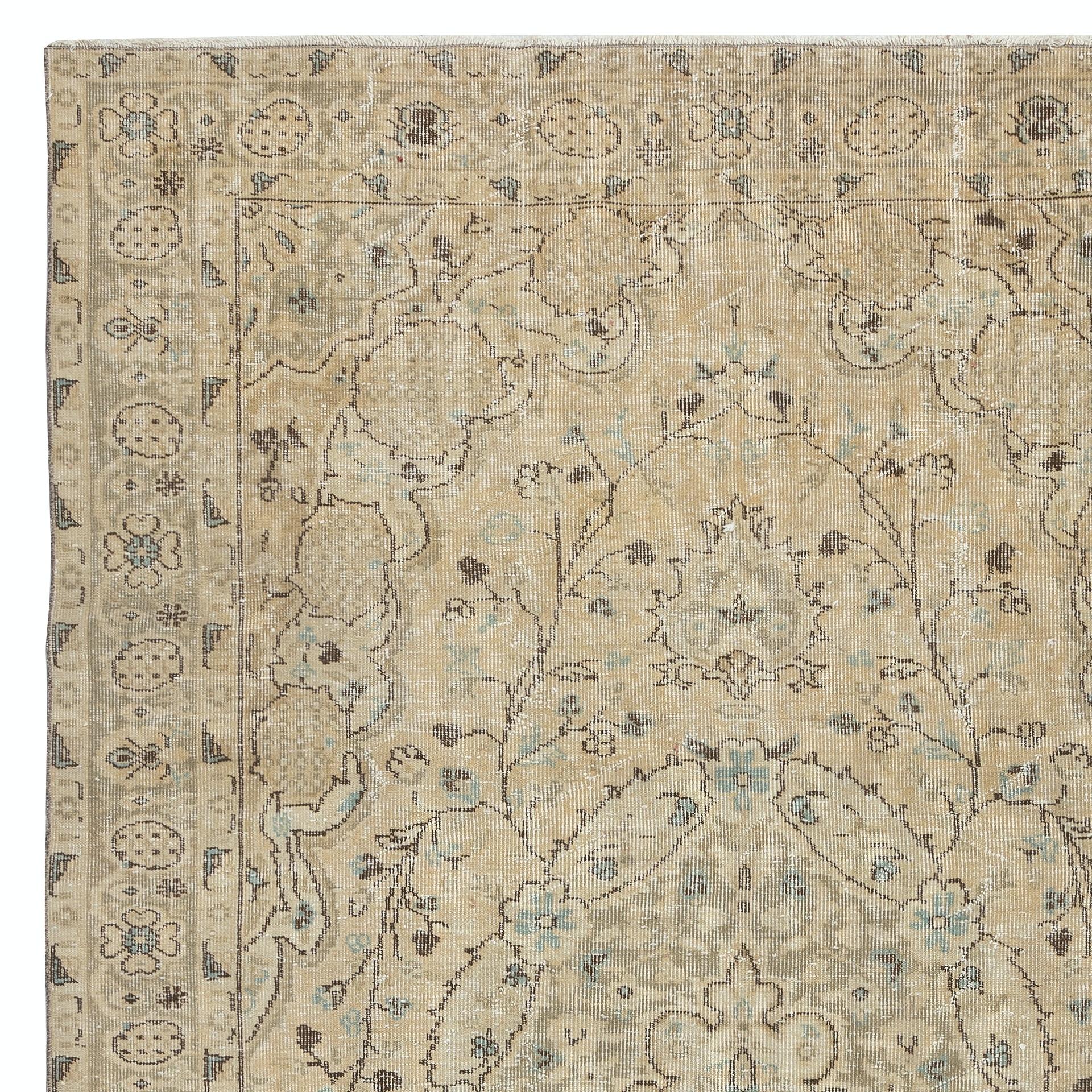 6.2x9.8 Ft Vintage Türkisch Handgeknüpft Wolle Teppich für gemütliche Bauernhaus Interieurs (Mitte des 20. Jahrhunderts) im Angebot