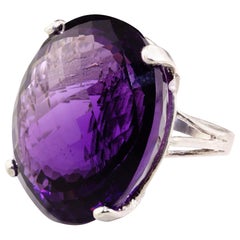 Gemjunky 63 Carat Magnificent Amethyst and Sterling Silver Ring
